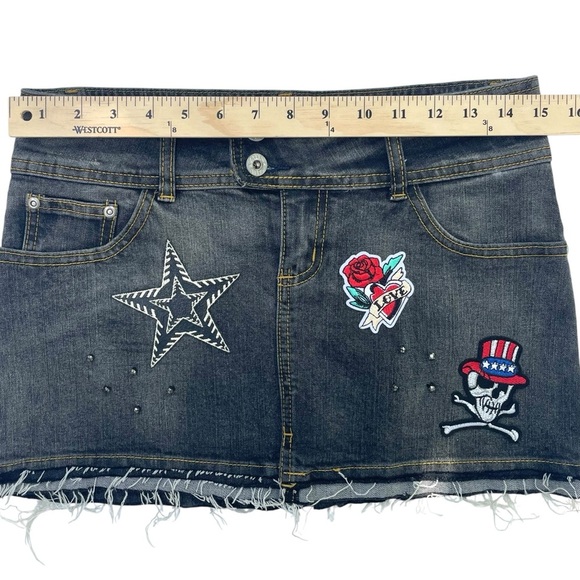 Sexy Punk Rock Denim Mini Skirt XS Custm by Madz  Goth Metal Festival Outfit - Picture 14 of 16